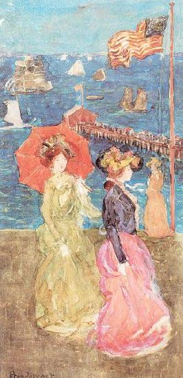 Maurice Prendergast Figures Under the Flag